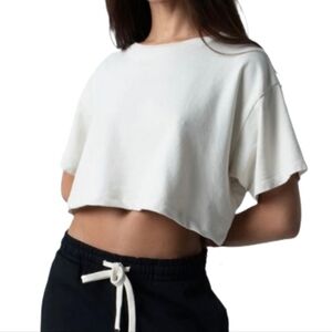 🆕️TALENTLESS Off-White Short Sleeve Crop Modal Tee